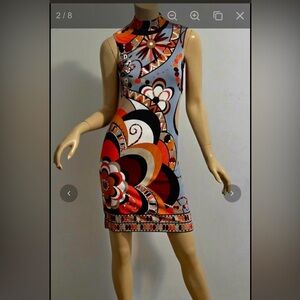 Emilio Pucci Red and Black Swirl Mini Dress